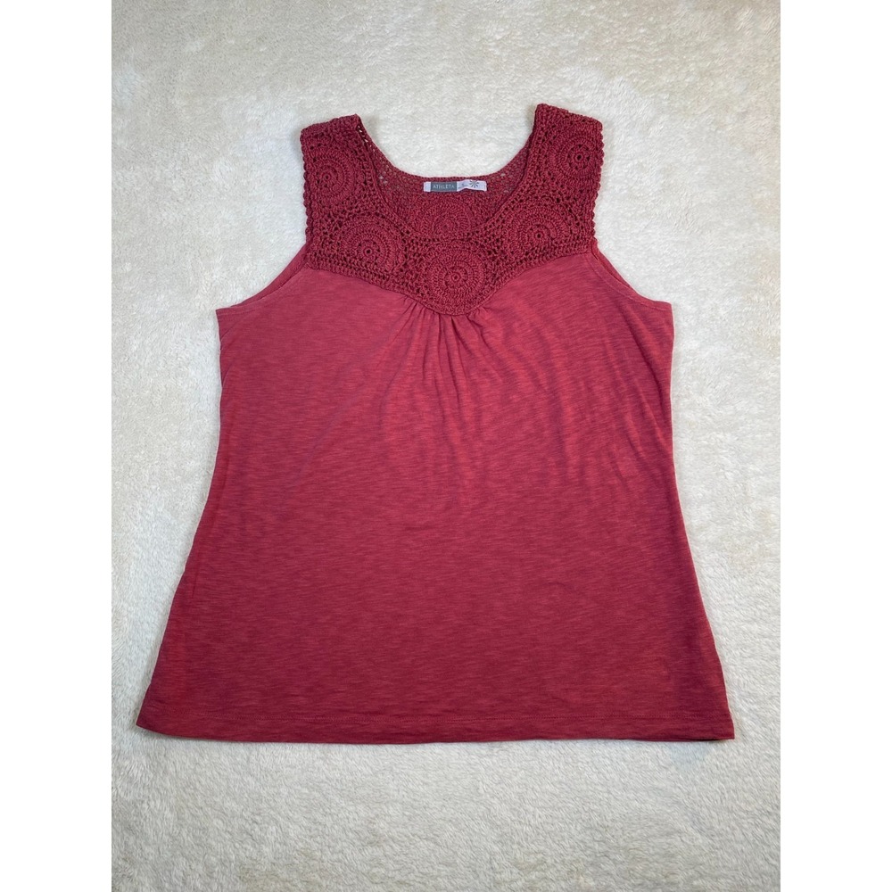 Athleta Women's Size XL Tank Top Crocheted Neckline Burgundy / Red